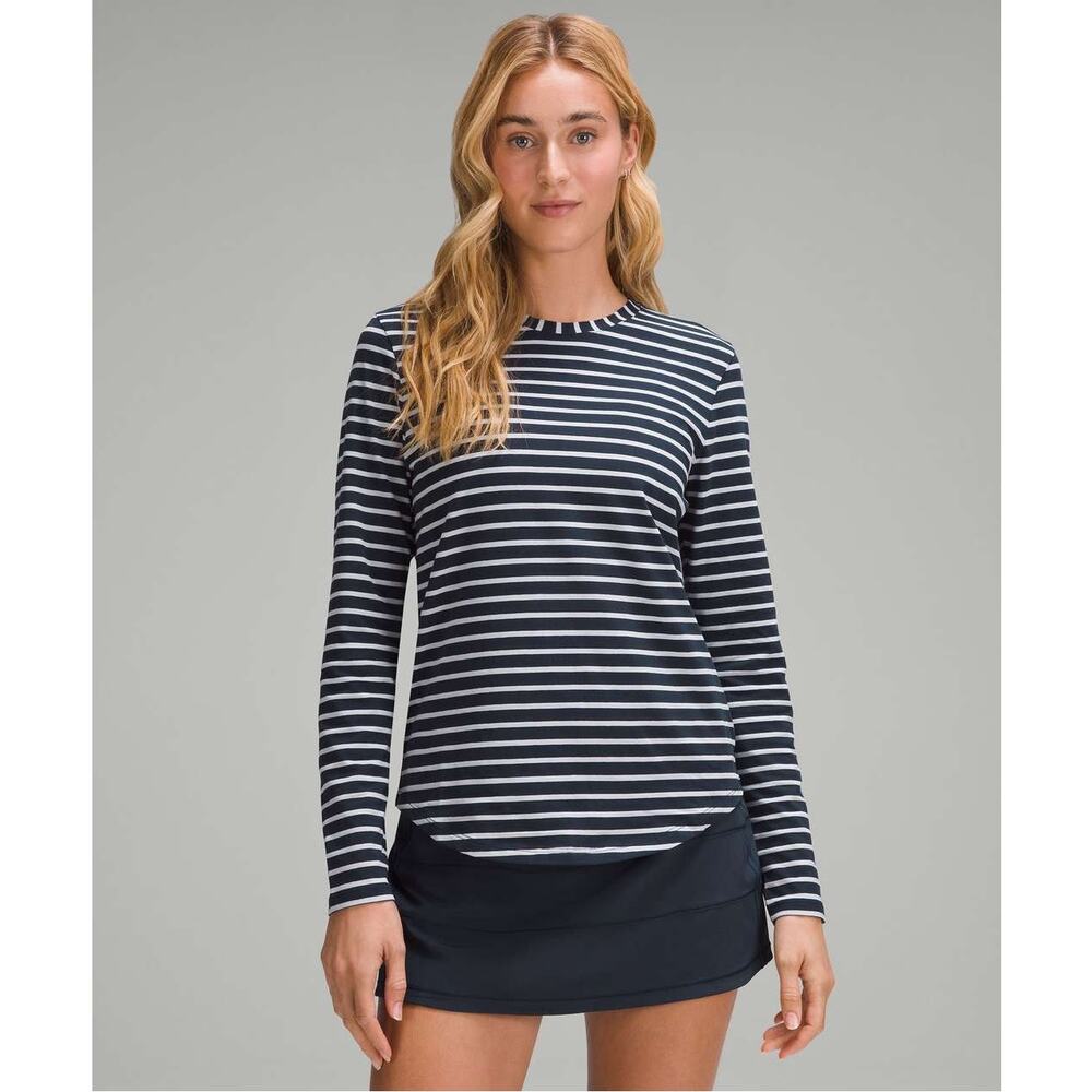 Lululemon Love Long-Sleeve Shirt Navy White Stripe Size 8/M | Retail $58